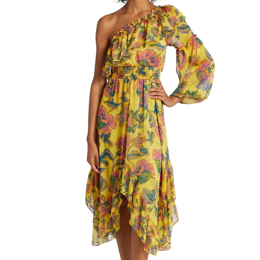 Misa Vola Assymetric One-Shoulder Midi-Dress
